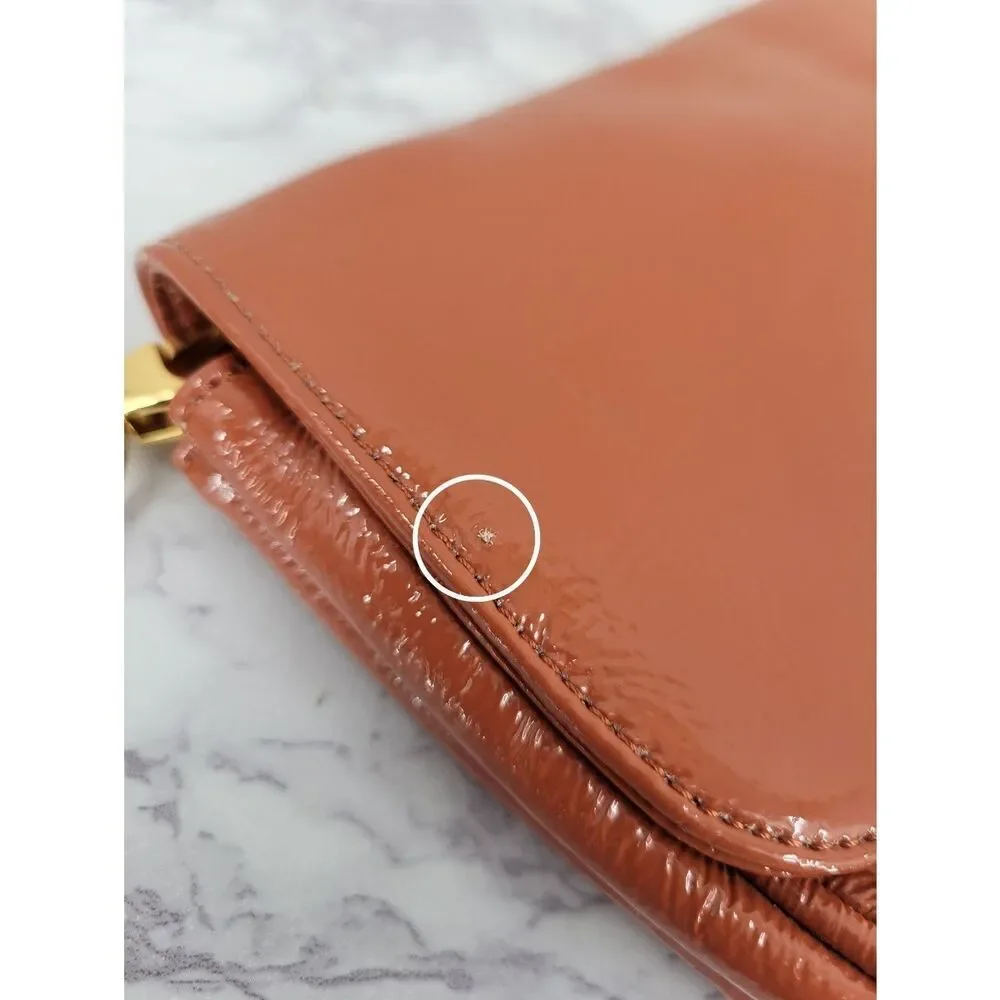 Hobo International Apricot Patent Leather Clutch Bag Small Rectangle Fold over